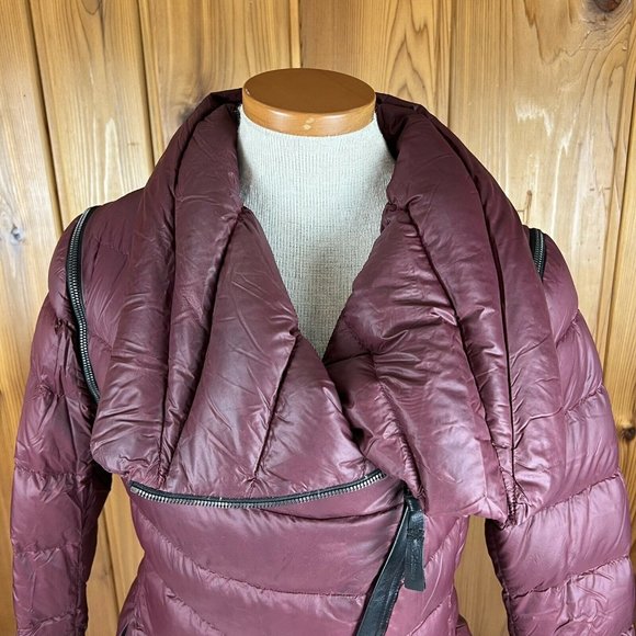 Mackage Qeren Women’s Sz Medium Leather Trim Down Convertible Vest Coat Red - Picture 4 of 11